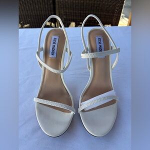 Steve Madden White Strappy Heels, Size 8.5
